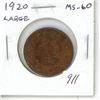 Image 1 : 1920 George V Large Cent. The last large cent issued. MS-60 Red & Brown.