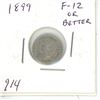 Image 1 : 1899 Victorian Silver 5 Cents. F-12 or better.