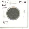 Image 1 : 1935 Far Rim Nickel 5 Cents. S is Far from Rim. VF-30.