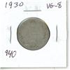Image 1 : 1930 George V Silver 25 Cents. VG-8.