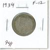 Image 1 : 1934 George V Silver 25 Cents. F-12.