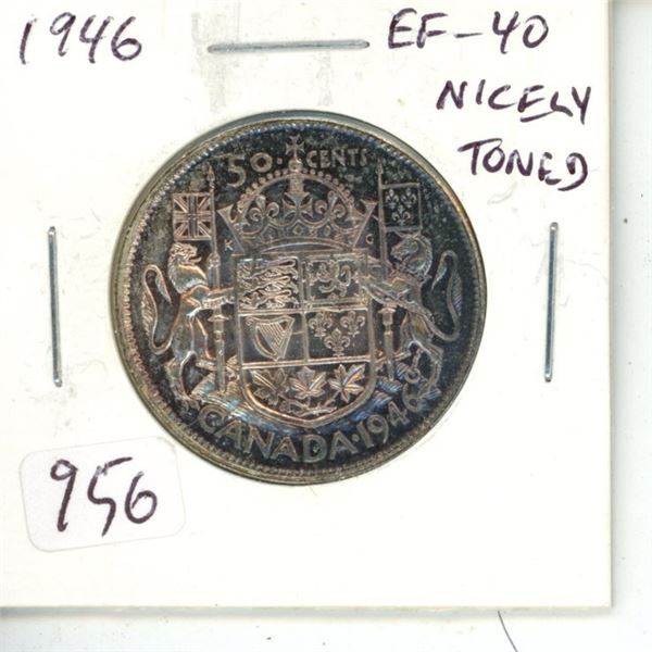 1946 George VI Silver 50 Cents. EF-40. Nicely Toned.