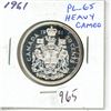 Image 1 : 1961 Silver 50 Cents. Proof Like-65 Heavy Cameo. Fully Lustrous.