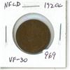 Image 1 : Newfoundland. 1920c Large Cent. Minted in Ottawa. Mintage of 302,184. VF-30.