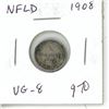 Newfoundland. 1908 Silver 5 Cents. Last year of issue for King Edward VII. Mintage of 400,000. VG-8.
