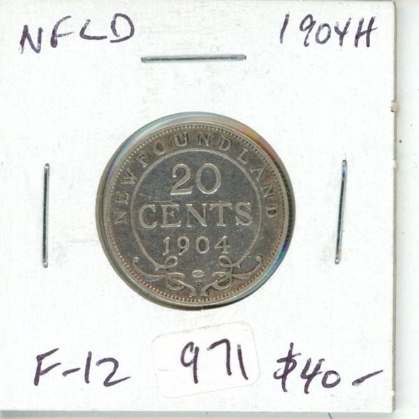 Newfoundland. 1904H Silver 20 Cents. The only Silver 20 Cents issued for King Edward VII. Mintage of