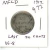 Image 1 : Newfoundland. 1912 Silver 20 Cents. The last and only Silver 20 Cents issued for King George V. Mint