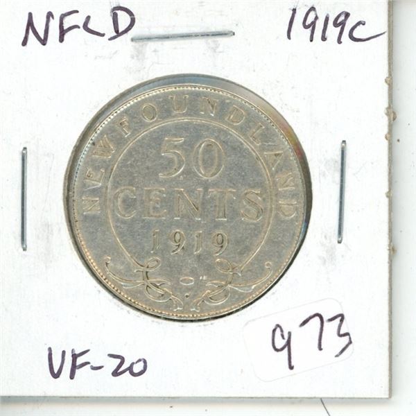 Newfoundland. 1919c Silver 50 Cents. The last Silver 50 Cents issued for Newfoundland before joining