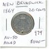 Image 1 : New Brunswick. 1864 Silver 20 Cents. Mintage of 150,000. The last Silver 20 Cents issued before Conf