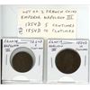 Image 1 : Lot of 2 French coins of Emperor Napoleon III. 1854D 5 Centimes and 1854D 10 Centimes. Both Good.