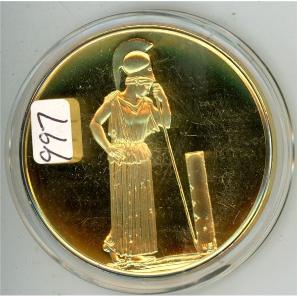 Parthenon. From the Ancient Greece Medals Series. A beautiful gold-plated bronze medal measuring 50m