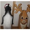 Image 4 : Resin Penguin 14 inch, resiin Santa Outhouse Wooden Hand painted Reindeer 14 inch