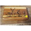 Image 1 : Wood Trinket box Deer scene 9"x5"