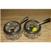 Image 1 : 2 beautiful small vintage crystal condiment dish with siver EP spoons and rings around rim Kingsway 