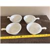 Image 1 : 4 vintage Fire King soup/chili bowls with handles.  White milk glass - USA