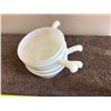 Image 3 : 4 vintage Fire King soup/chili bowls with handles.  White milk glass - USA