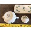 Image 4 : Miniature creamer/sugar bowl and tray.  Blue rose - 4 pieces.  Made in Japan.  Like new