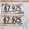 Image 1 : pair of Saskatchewan 1937  license plates 67-925