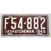 Image 1 : Saskatchewan license plate 1949 F54-882