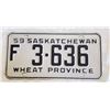 Image 1 : Saskatchewan license plate 1959 F3-636