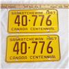 Image 2 : Saskatchewan license plates (pair) 1967 40-776 license plate