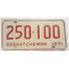 Image 1 : Saskatchewan license plate1971 250-100