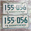 Image 1 : Saskatchewan license plates (pair) 1974 155-056 license plate