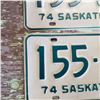 Image 3 : Saskatchewan license plates (pair) 1974 155-056 license plate