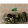 Image 2 : COLLECTOR MINIATURE MIRACLE WHIP JAR WITH GLASS VINTAGE MARBLES