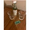 Image 1 : 2 VINTAGE 1950’S SHOT GLASSES WITH MINATURE BACARDI BOTTLED 1979