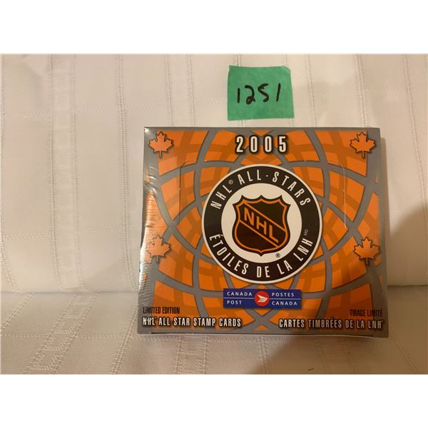 2005 NHL ALL STARS STAMP CARDS LIMITED EDITION , SEALED BOX OF 10 PKGS OF 10 CARDS