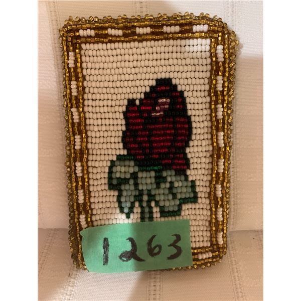 BEADED MOOSEHIDE CARD POUCH