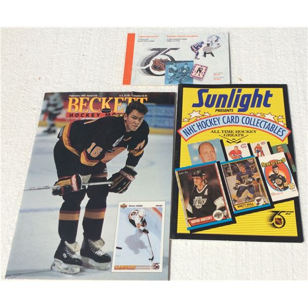 1992 book of Hockey Stamps. 1992 Lightning on Ice. Sunlight NHL Hockey Card Book. 1992 Beckett Hocke