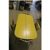Image 1 : 1950's Yellow Art Deco Style Arborite Top Kitchen Table W/ Mismatch Chairs