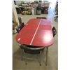 Image 2 : 1950's Red Art Deco Style Arborite Top Kitchen Table W/ Mismatch Chairs