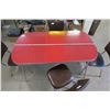 Image 3 : 1950's Red Art Deco Style Arborite Top Kitchen Table W/ Mismatch Chairs