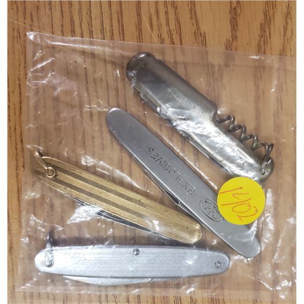 four small folding knives handy little pocket knives