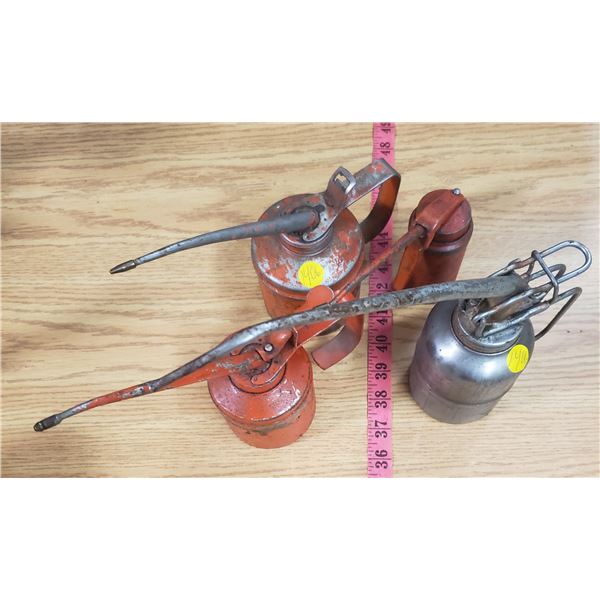 four vintage oilers oil cans long needle nose pumper oiler Red Wesco