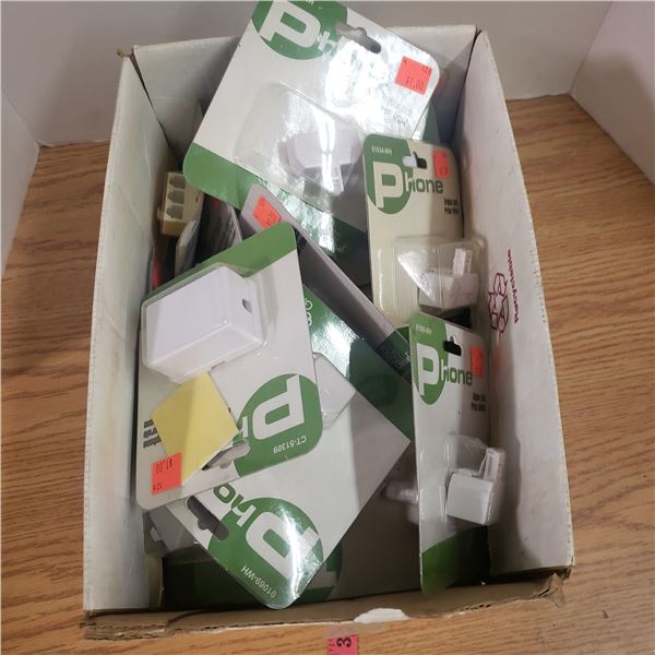 box full of phone jacks older portable radio relistic