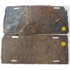 Image 1 : two early Saskatchewan License plates rust