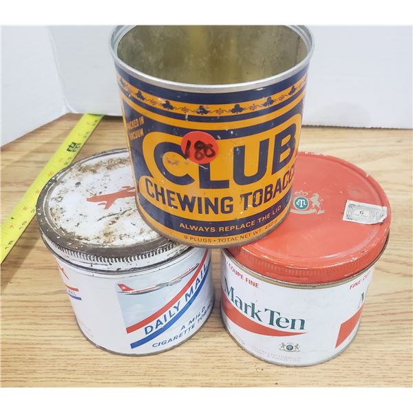 3 Vintage Tobacco Tins