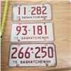 Image 1 : 3x 1975 SaskatchewanLicense Plates