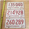 Image 1 : 3x 1971 SaskatchewanLicense Plates