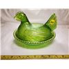 Image 1 : Indiana Glass Green Carnival Glass Hen on Nest
