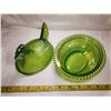Image 2 : Indiana Glass Green Carnival Glass Hen on Nest