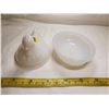 Image 5 : Milk Glass Hen on Nest (see photos of colour of glass w/ light)