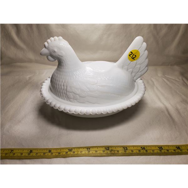 Indiana Glass White Milk Glass Hen on Nest