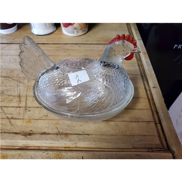 Glass hen on nest