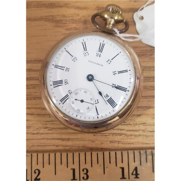 Waltham pocket watch - gold filled size 18