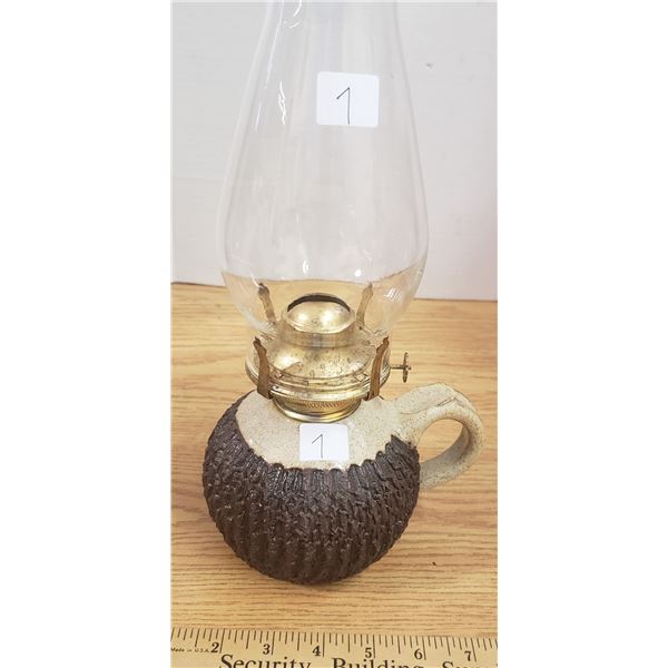 Hand made pottery coal oil lamp Baldwin Potteries